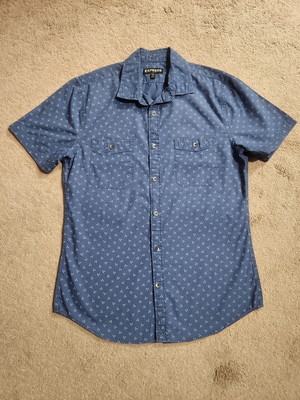 Express Men’s Blue Short-Sleeve Button-Down Shirt Size: Small